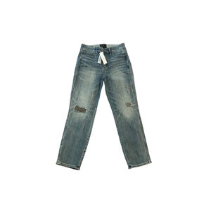 NWT White House Black Market Blue Straight Leg Jeans with Beaded Detail Size 6